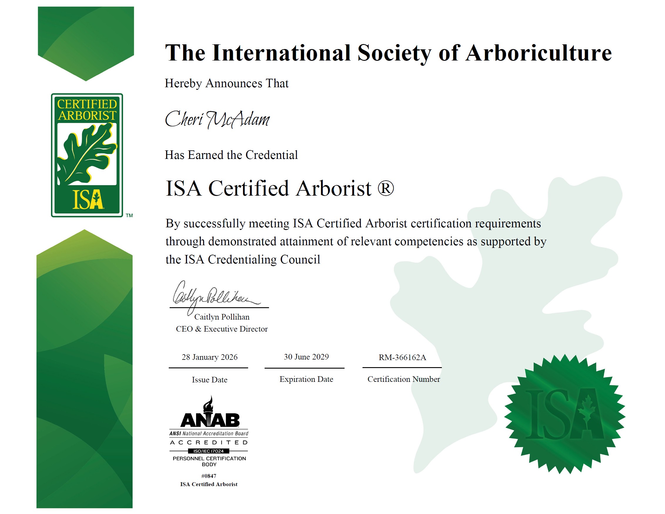 ISA Certification document